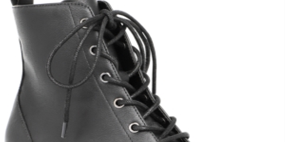 Botas de combate femininas American Rag Franie de couro com bico fechado e tornozelo, pretas, tamanho 9 M