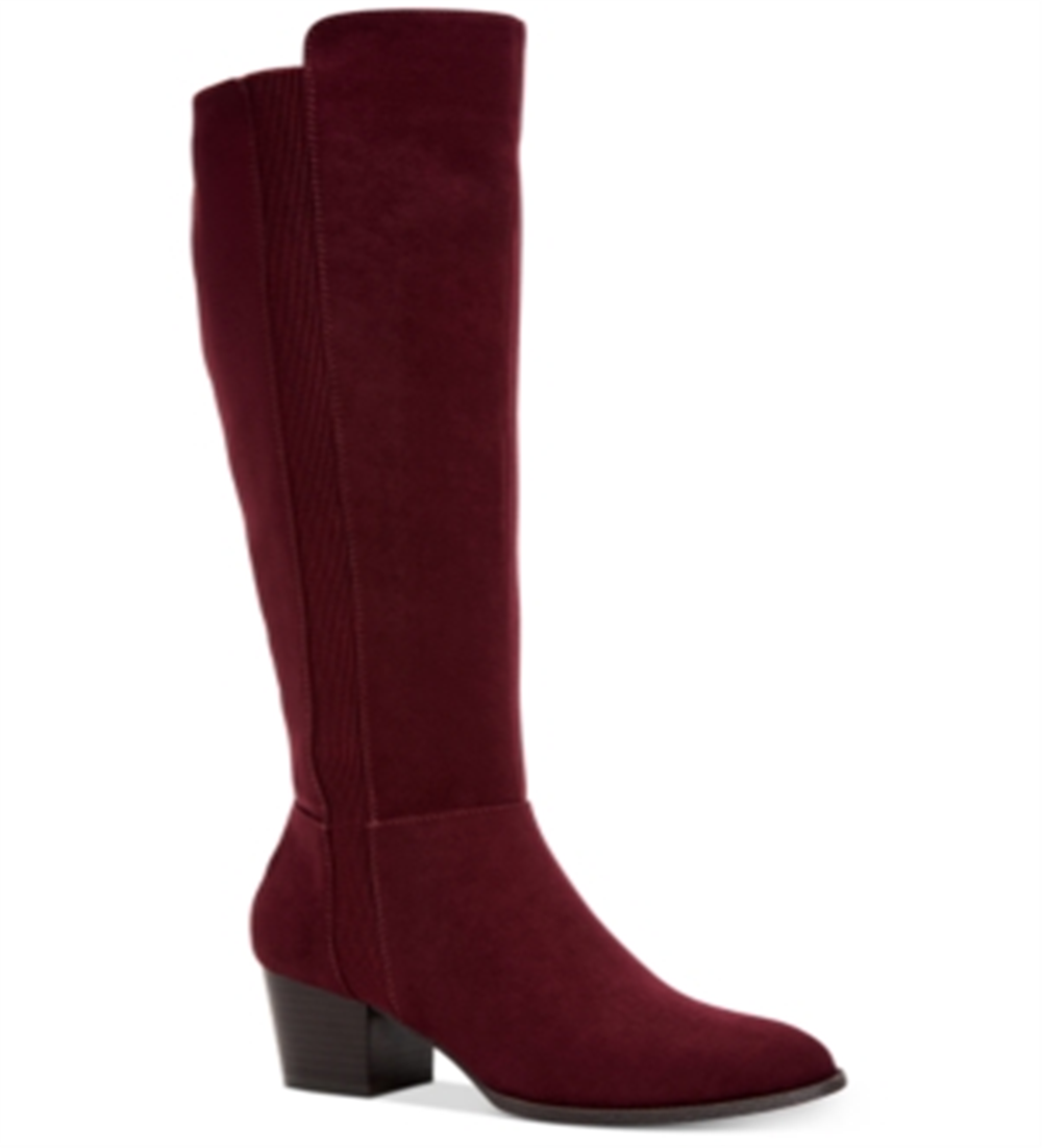 Botas femininas estilo &amp; co Myranda Tall Almond Toe até o joelho, vermelhas, tamanho 5 M