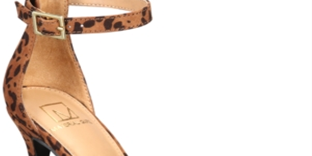 Material Girl Blaire 5 Animal Print Ankle Strap Scarpin Feminino Marrom Tamanho 9,5 M