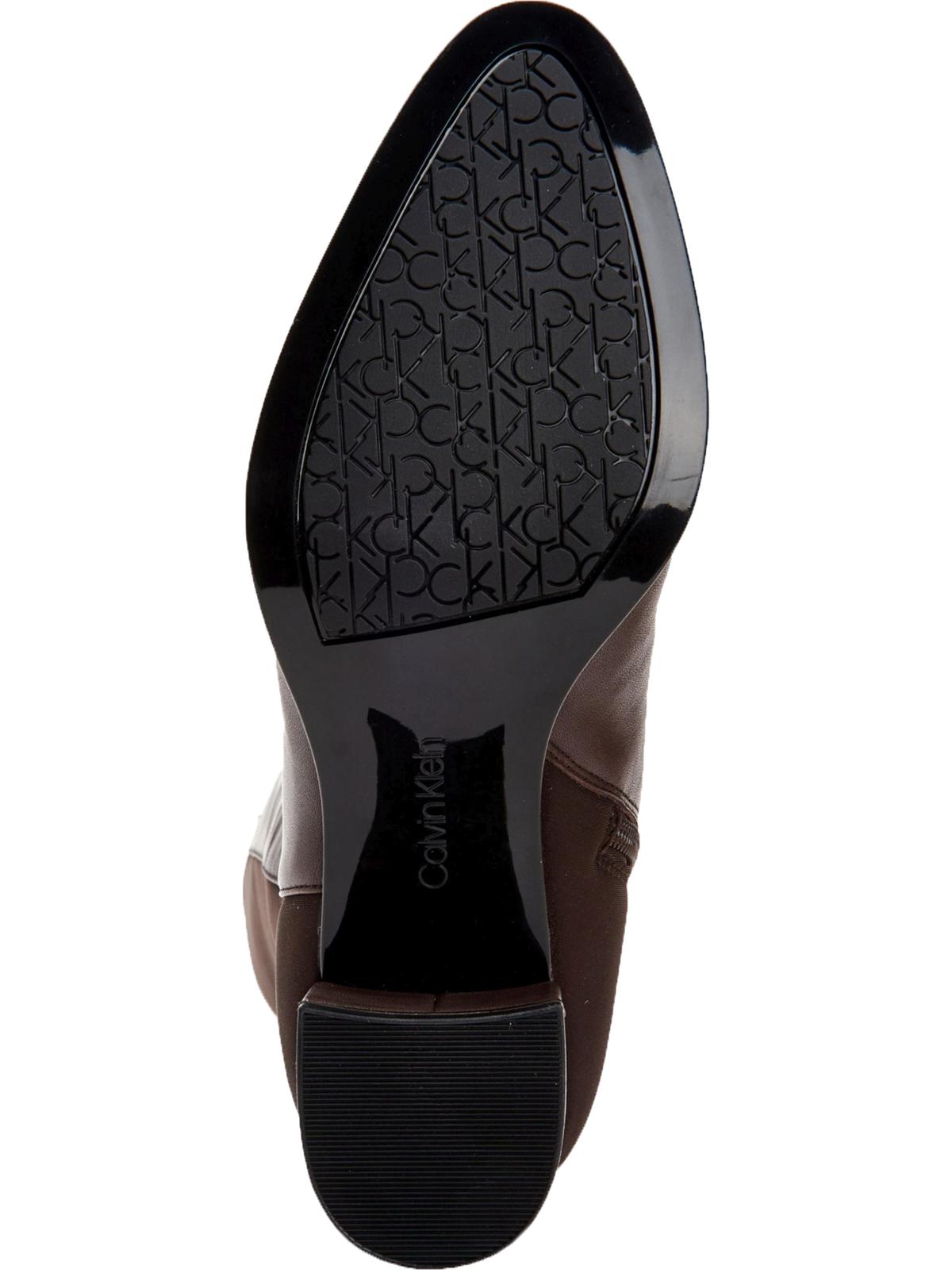 Calvin Klein Freeda Botas de Couro Femininas de Cano Alto Marrom Tamanho 5 M