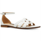 Sandálias femininas Nine West Genna Leather com bico aberto e tira no tornozelo, brancas, tamanho 9 M