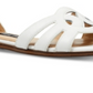 Sandálias femininas Nine West Genna Leather com bico aberto e tira no tornozelo, brancas, tamanho 9 M