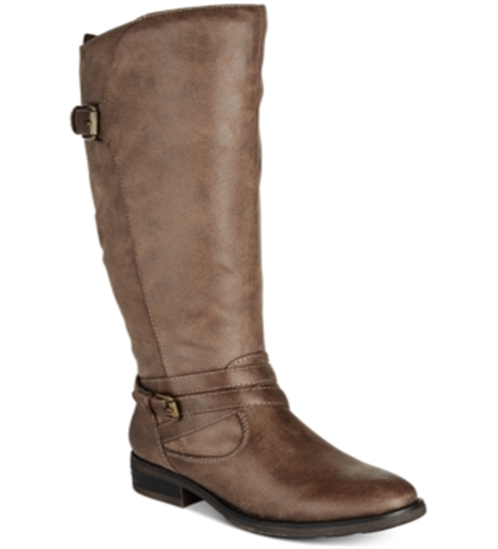 Botas femininas Baretraps Alysha de couro sintético desbotado, cano médio, marrom, tamanho 6 M