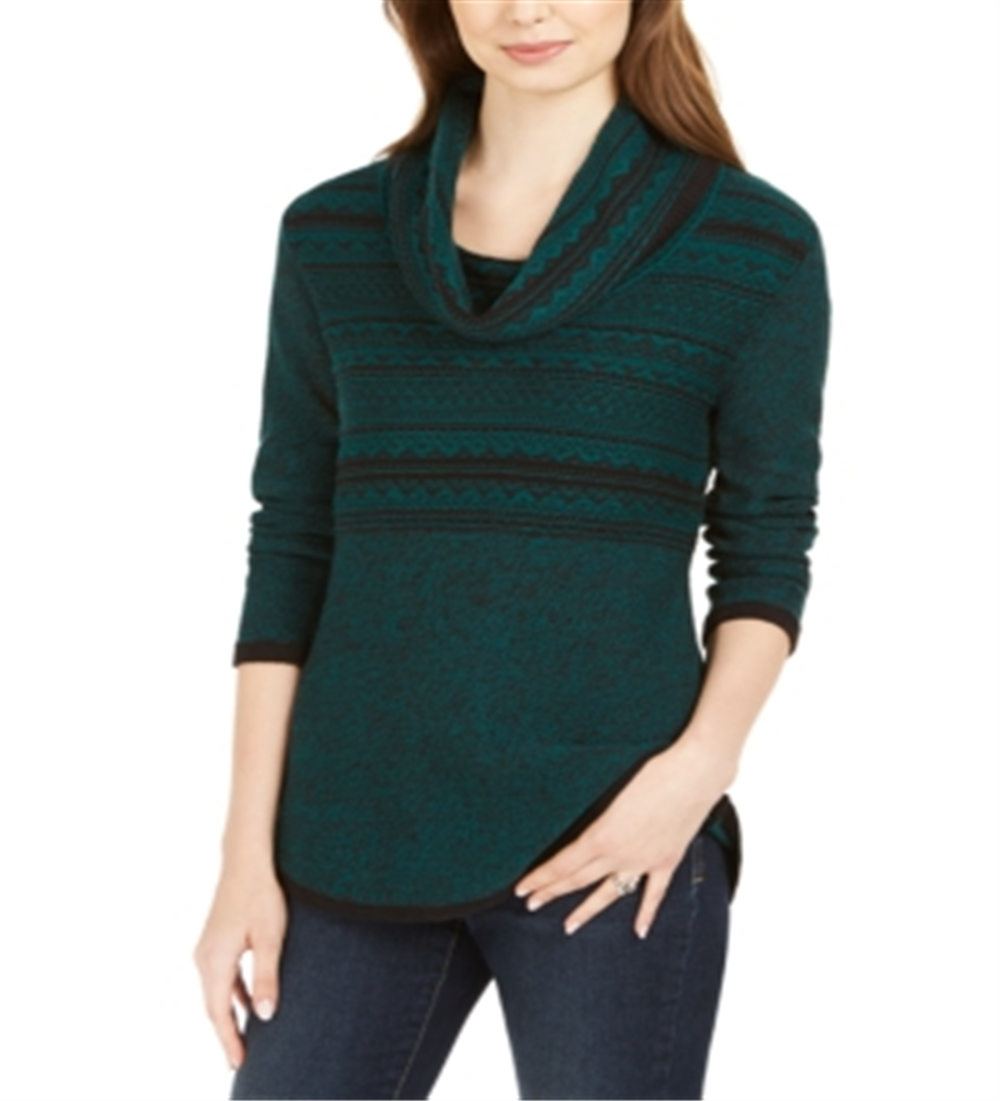 Suéter estampado com gola alta feminino Style &amp; Co, verde, tamanho XX-G