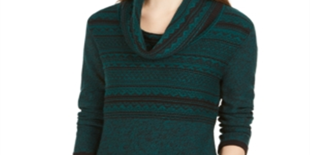 Suéter estampado com gola alta feminino Style &amp; Co, verde, tamanho XX-G