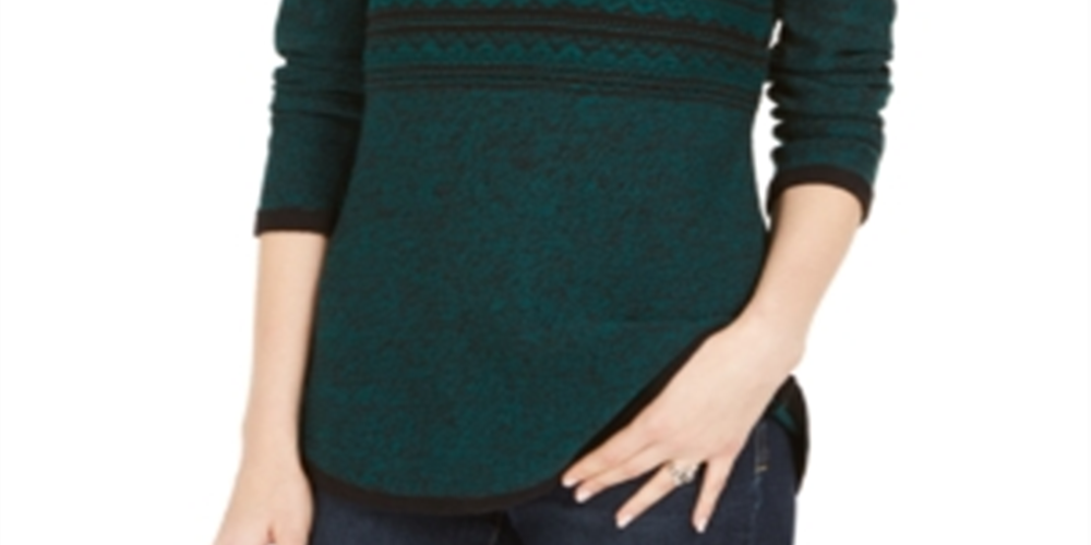 Suéter estampado com gola alta feminino Style &amp; Co, verde, tamanho XX-G