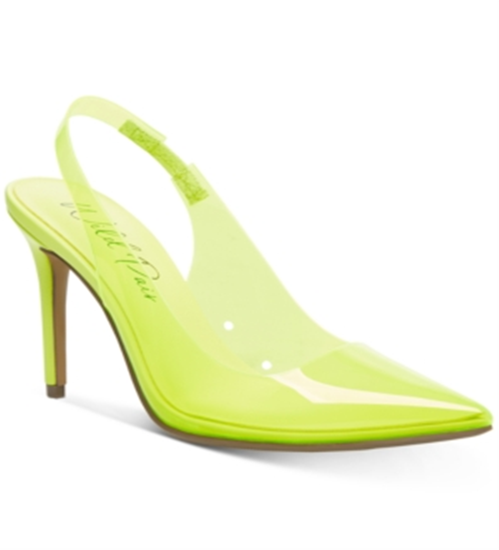 Wild Pair Sapatos Femininos Transparentes Darci com Almofada, Bico Fino e Salto Agulha, Verde, Tamanho 6
