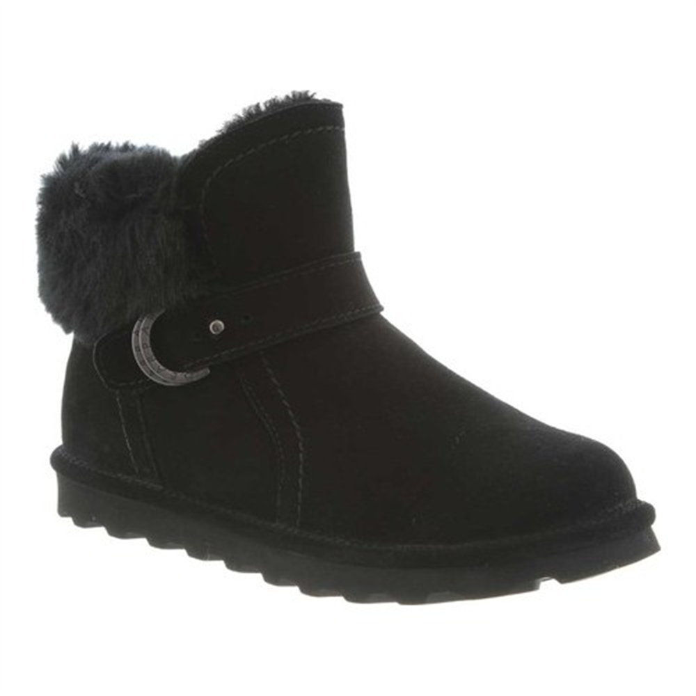Bota de cano curto feminina Bearpaw Koko Suede para clima frio, preta, tamanho 10