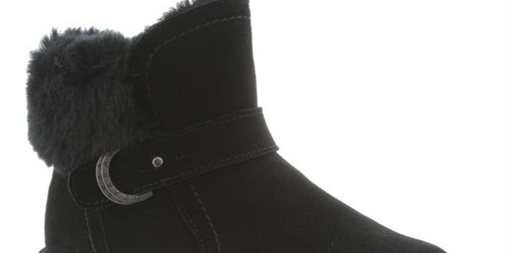 Bota de cano curto feminina Bearpaw Koko Suede para clima frio, preta, tamanho 10