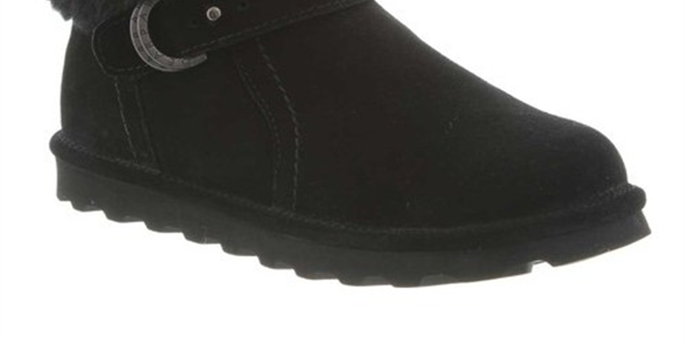 Bota de cano curto feminina Bearpaw Koko Suede para clima frio, preta, tamanho 10