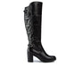 Botas femininas Baretraps com fivela almofadada e tiras Gyllian, bico redondo, salto bloco, zíper, pretas, tamanho 9,5 M