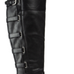 Botas femininas Baretraps com fivela almofadada e tiras Gyllian, bico redondo, salto bloco, zíper, pretas, tamanho 9,5 M