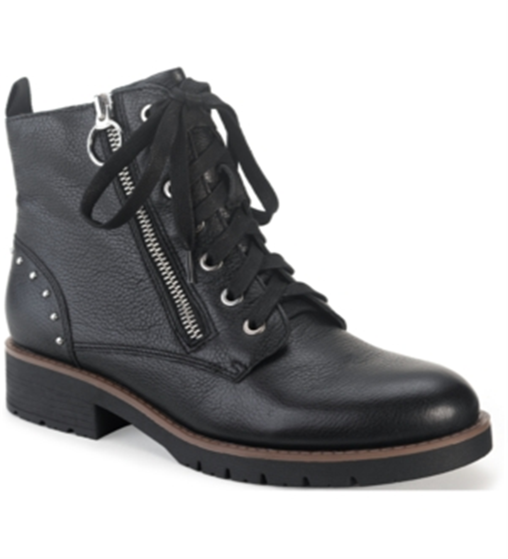Botas de combate femininas American Rag Tatum Leather Studded, pretas, tamanho 5 M