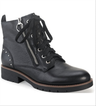 Botas de combate femininas American Rag Tatum Leather Studded, pretas, tamanho 5 M