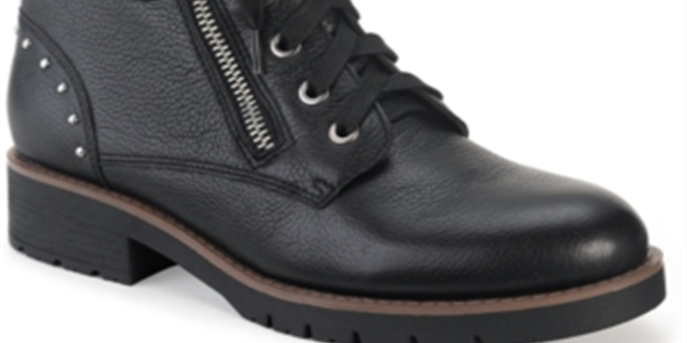 Botas de combate femininas American Rag Tatum Leather Studded, pretas, tamanho 5 M
