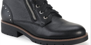 Botas de combate femininas American Rag Tatum Leather Studded, pretas, tamanho 5 M