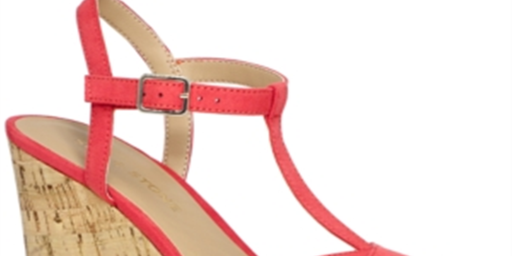 Sun Stone Sapatos femininos Coral 1 com plataforma, alpargatas com tiras em T, acolchoadas, antiderrapantes, salto bloco Jamie, fivela, laranja, tamanho 7,5 M