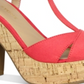 Sun Stone Sapatos femininos Coral 1 com plataforma, alpargatas com tiras em T, acolchoadas, antiderrapantes, salto bloco Jamie, fivela, laranja, tamanho 7,5 M