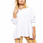 Blusa térmica feminina de malha waffle de algodão Amelia da Free People, branca, tamanho médio