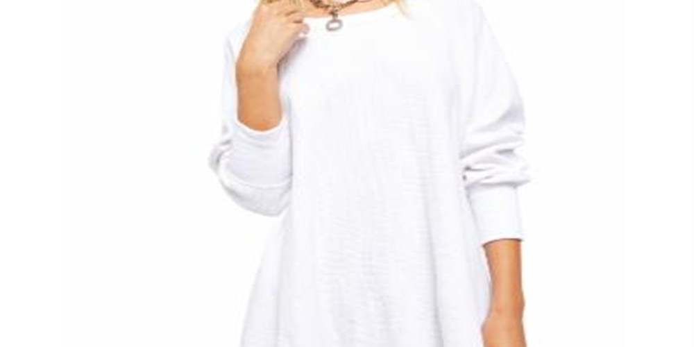 Blusa térmica feminina de malha waffle de algodão Amelia da Free People, branca, tamanho médio