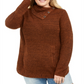 Suéter feminino plus size com acabamento em botões, estilo &amp; co, marrom, tamanho 0X