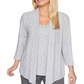 Blusa feminina Alfred Dunner Sapphire Skies Layered Look Cinza Tamanho Pequeno X-Grande