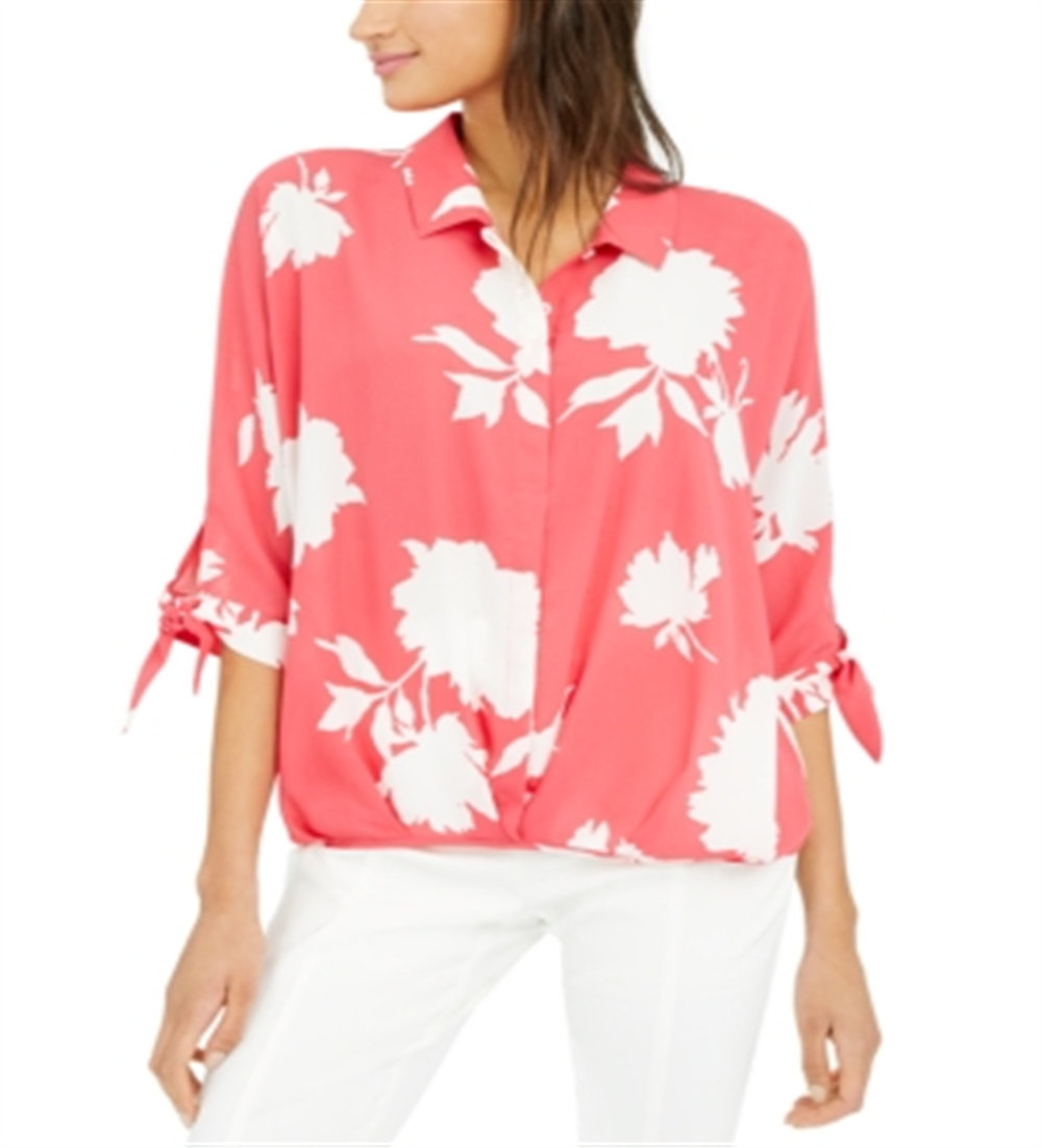 Blusa Alfani Feminina Petite Frente Dobrada Rosa Tamanho Petite XL