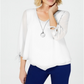 Blusa feminina com colar assimétrico JM Collection, branca, tamanho pequeno