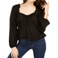 Top Peplum Cinched Feminino Cinch Preto Tamanho Médio
