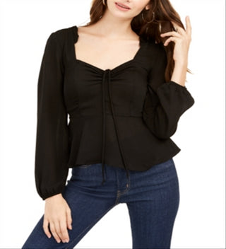 Cinch Women's Peplum Cinched Top Black Size Medium