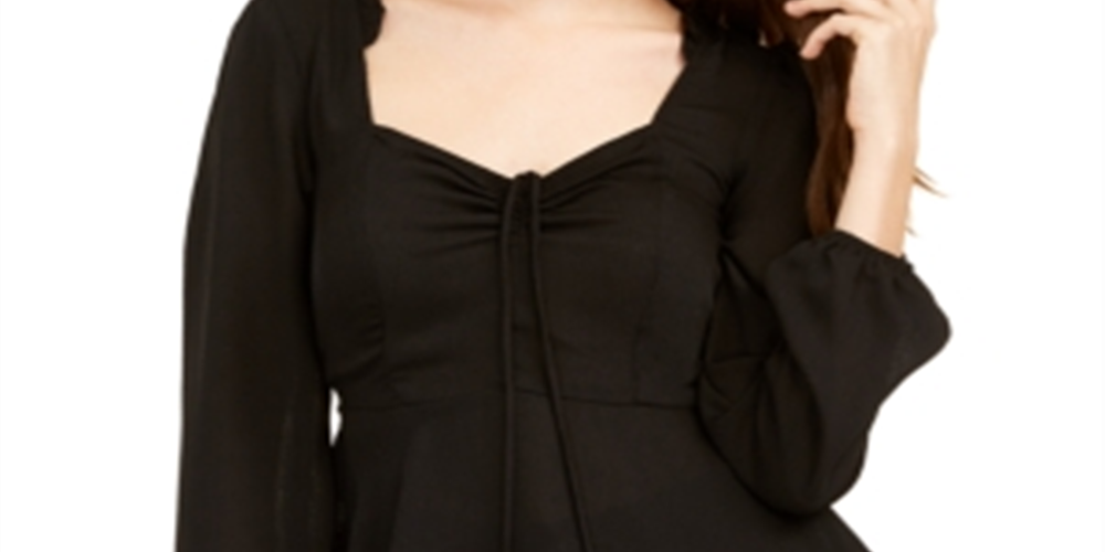 Top Peplum Cinched Feminino Cinch Preto Tamanho Médio