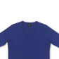 JM Collection Suéter Feminino com Decote em V e Canelado Azul Tamanho P