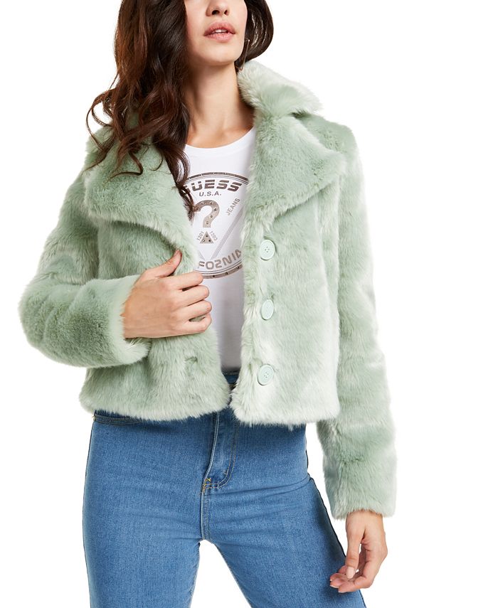 Casaco Guess Feminino Minted Faux Fur Verde Tamanho -M