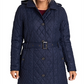 Casaco de inverno acolchoado com zíper e cinto, forrado e botões, Barbour, feminino, tamanho 4