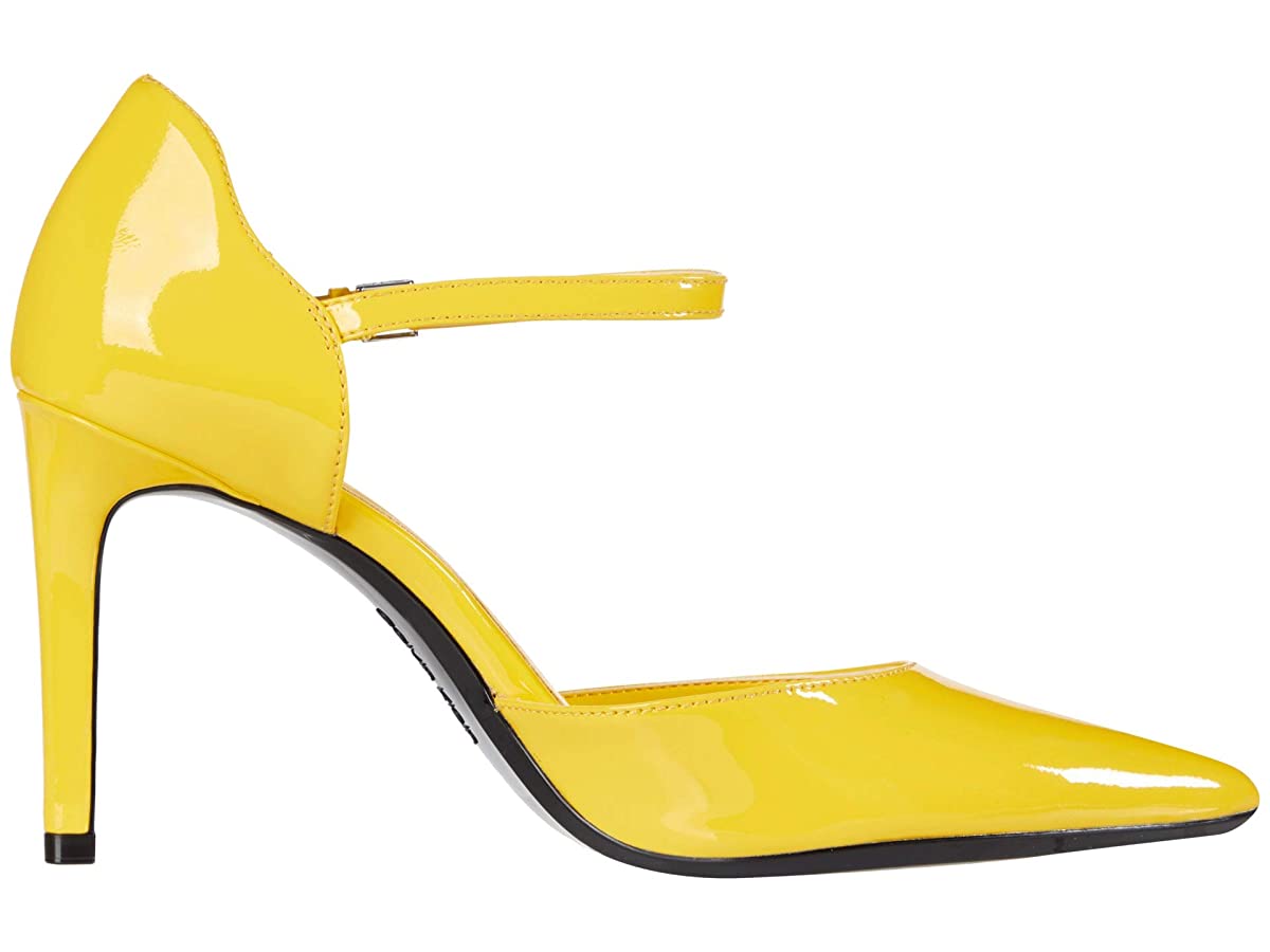 Calvin Klein Roya Couro Envernizado Salto Social Feminino Amarelo Tamanho 6 M