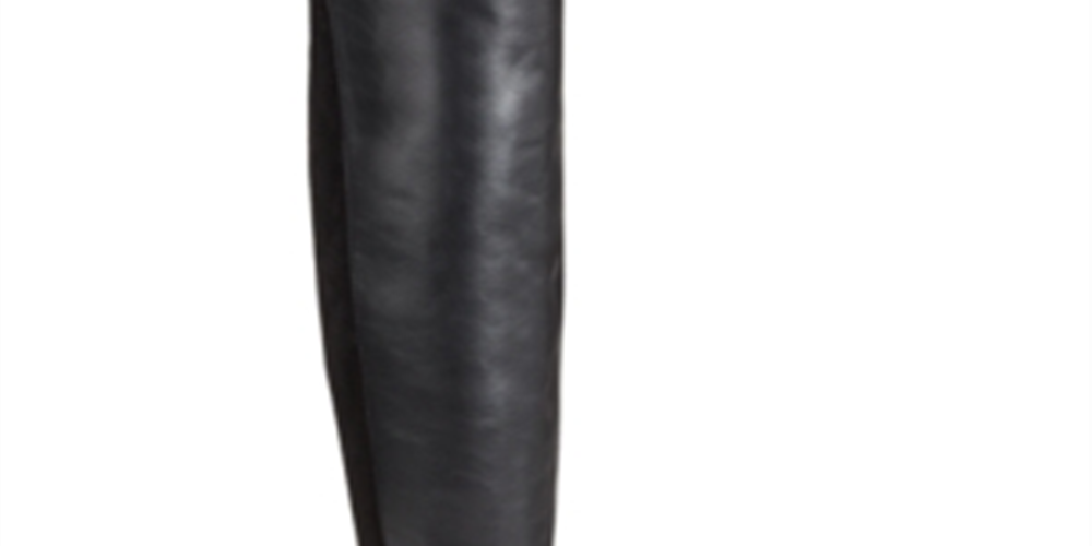 Botas femininas Material Girl Webby Mixed Media acima do joelho, pretas, tamanho 5 M