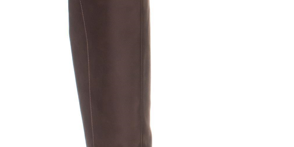 Botas femininas Damien de couro sintético com tachas até o joelho, tamanho 6,5 M, da Material Girl