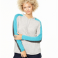 Blusa feminina de manga comprida com blocos de cores Charter Club, tamanho X-S