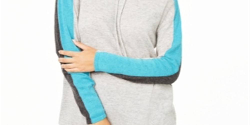 Blusa feminina de manga comprida com blocos de cores Charter Club, tamanho X-S
