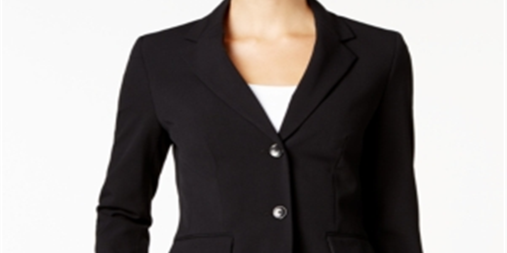 Jaqueta feminina Nine West com dois botões para usar no trabalho, preta, tamanho 8