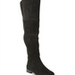 Botas femininas XoXo Tristen de camurça, bico amendoado, cano alto, pretas, tamanho 7,5