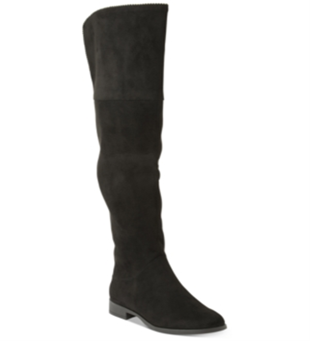 Botas femininas XoXo Tristen de camurça, bico amendoado, cano alto, pretas, tamanho 7,5