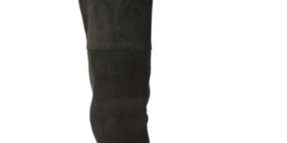 Botas femininas XoXo Tristen de camurça, bico amendoado, cano alto, pretas, tamanho 7,5