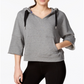 Calvin Klein Moletom com capuz feminino com manga relaxada e logotipo - Cinza, tamanho G