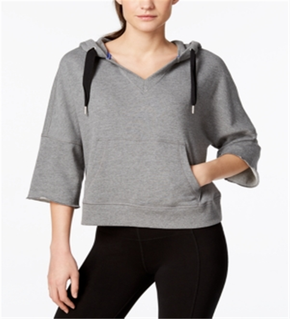 Calvin Klein Moletom com capuz feminino com manga relaxada e logotipo - Cinza, tamanho G