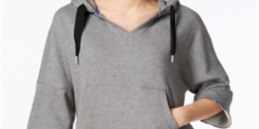 Calvin Klein Moletom com capuz feminino com manga relaxada e logotipo - Cinza, tamanho G