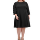 Vestido Tommy Hilfiger Feminino Manga Longa Comprimento Joelho Ajuste Flare Preto Tamanho 14W