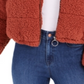 Jaqueta feminina de lã sintética Sherpa Puffer com zíper e pele sintética Kit &amp; Sky, laranja, tamanho grande