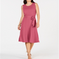 Vestido feminino com cinto MIDI Charter Club rosa tamanho grande