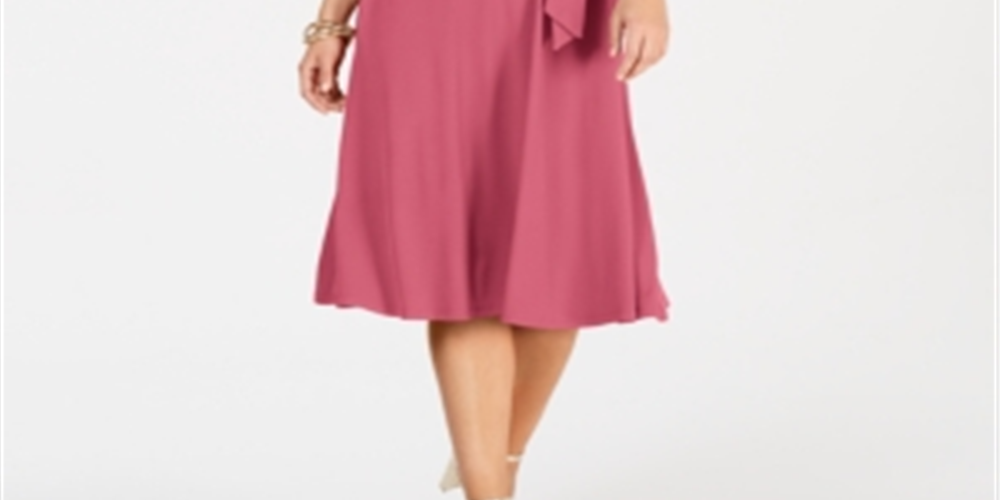 Vestido feminino com cinto MIDI Charter Club rosa tamanho grande
